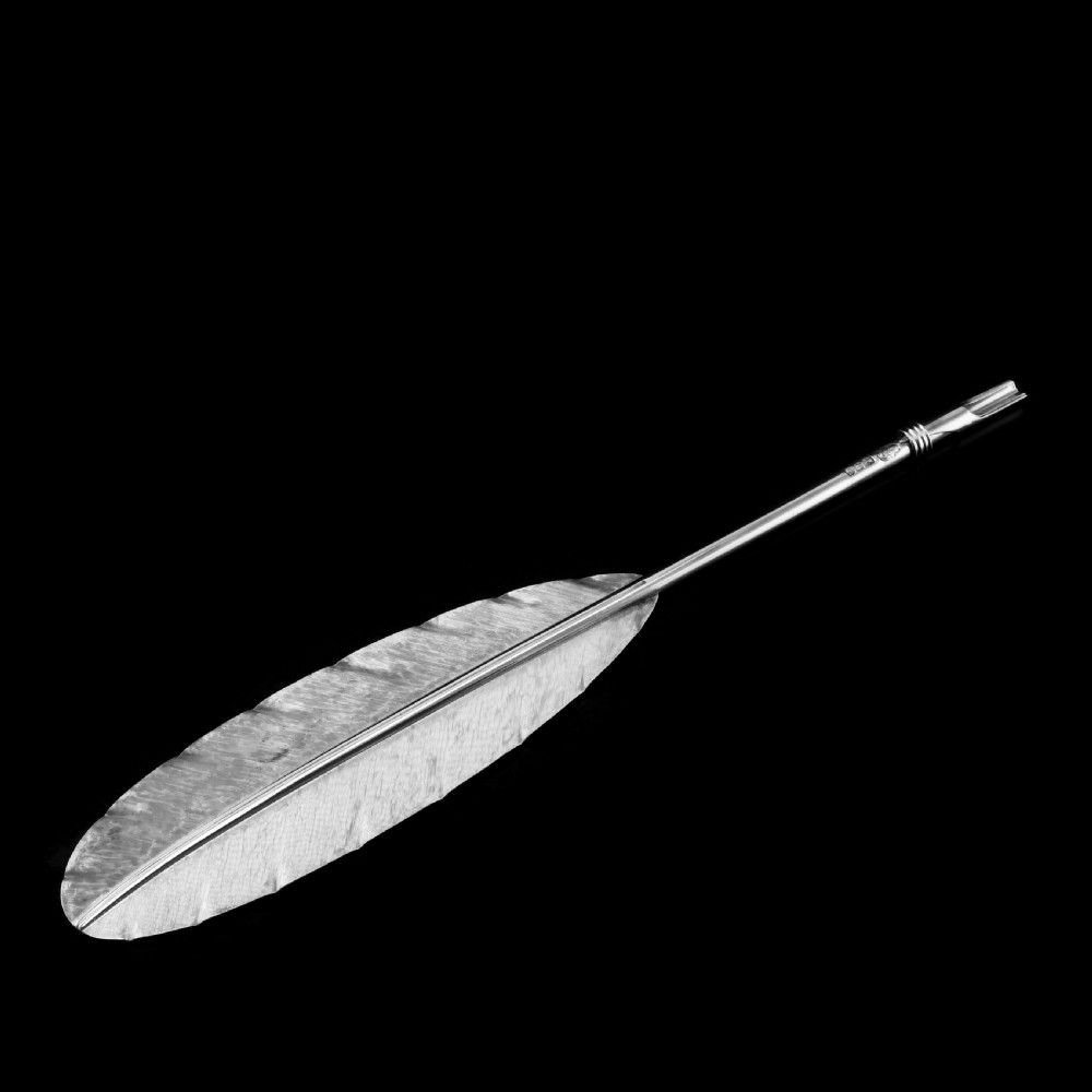 A Stylish Antique Solid Silver Feather Quill Pen - Carrington & Co 1901 View XV