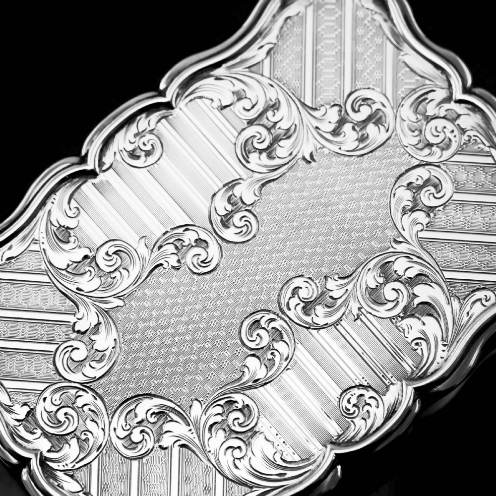 Antique Solid Silver Large Table Snuff Box with Magnificent Engravings - Edward Smith 1850 View VIII