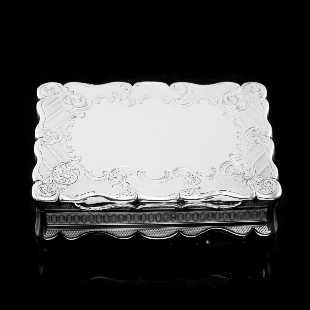 Antique Solid Silver Large Table Snuff Box with Magnificent Engravings - Edward Smith 1850 View XX