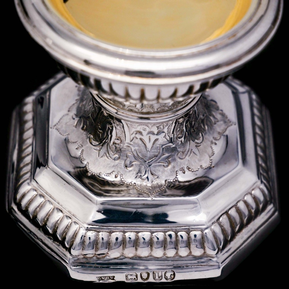 A Unique Antique Pair of Solid Silver Salt Cellars, Pedestal Design - Daniel & John Wellby 1886 View XII