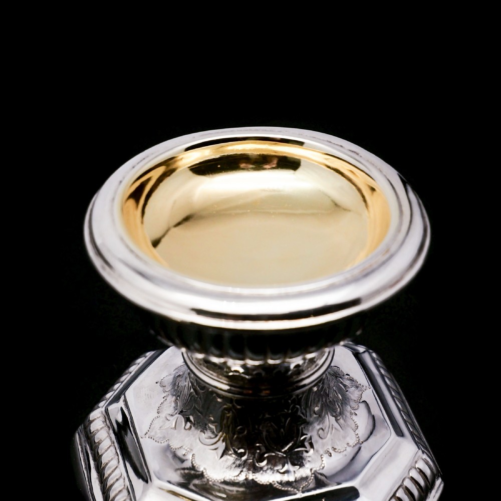 A Unique Antique Pair of Solid Silver Salt Cellars, Pedestal Design - Daniel & John Wellby 1886 View XIV