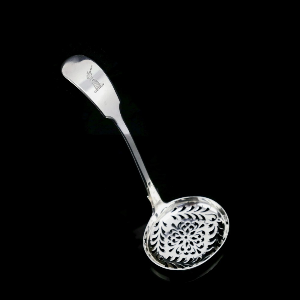 Antique Victorian Solid Sterling Silver Sugar Sifter Spoon - A B Savory & Sons (William Smily) 1856