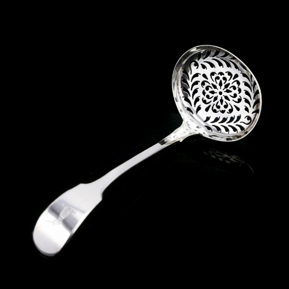 Antique Victorian Solid Sterling Silver Sugar Sifter Spoon - A B Savory & Sons (William Smily) 1856 View XI