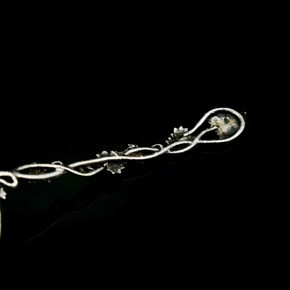 Antique Victorian Solid Sterling Silver Sugar Sifter Spoon with Grape Vine Design - Taylor & Perry 1853 View VIII