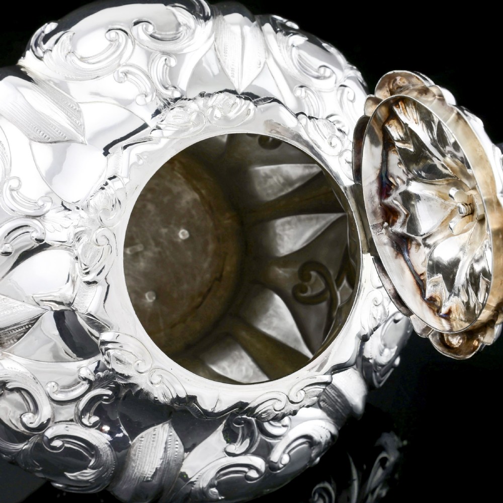 Antique Solid Silver Victorian Tea Set with Beautiful Chased Decoration - Roberts & Slater 1849 View IX