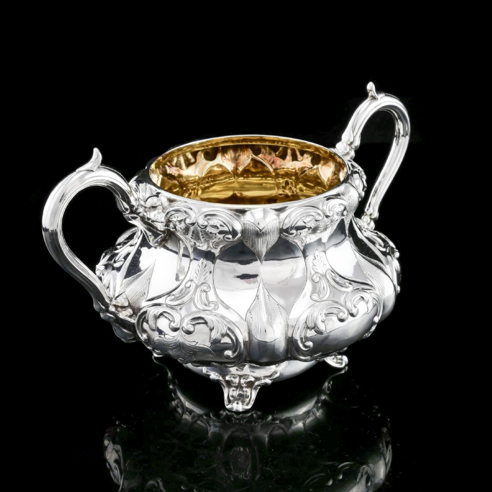 Antique Solid Silver Victorian Tea Set with Beautiful Chased Decoration - Roberts & Slater 1849 View XV