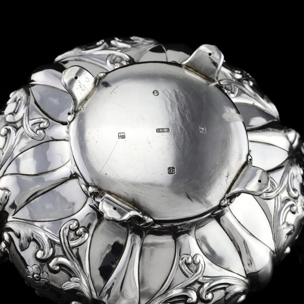 Antique Solid Silver Victorian Tea Set with Beautiful Chased Decoration - Roberts & Slater 1849 View XIX