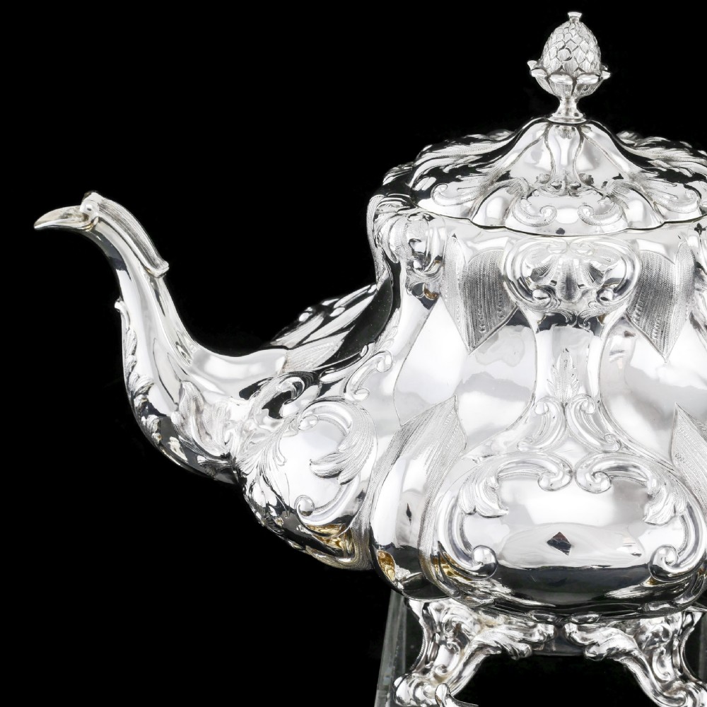 Antique Solid Silver Victorian Tea Set with Beautiful Chased Decoration - Roberts & Slater 1849 View XXX