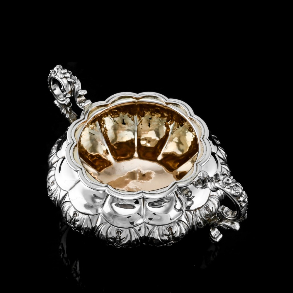 Antique Solid Silver Georgian Tea Set, 'Melon Shaped' with Floral Chasing - Robert Hennell 1826 View XV