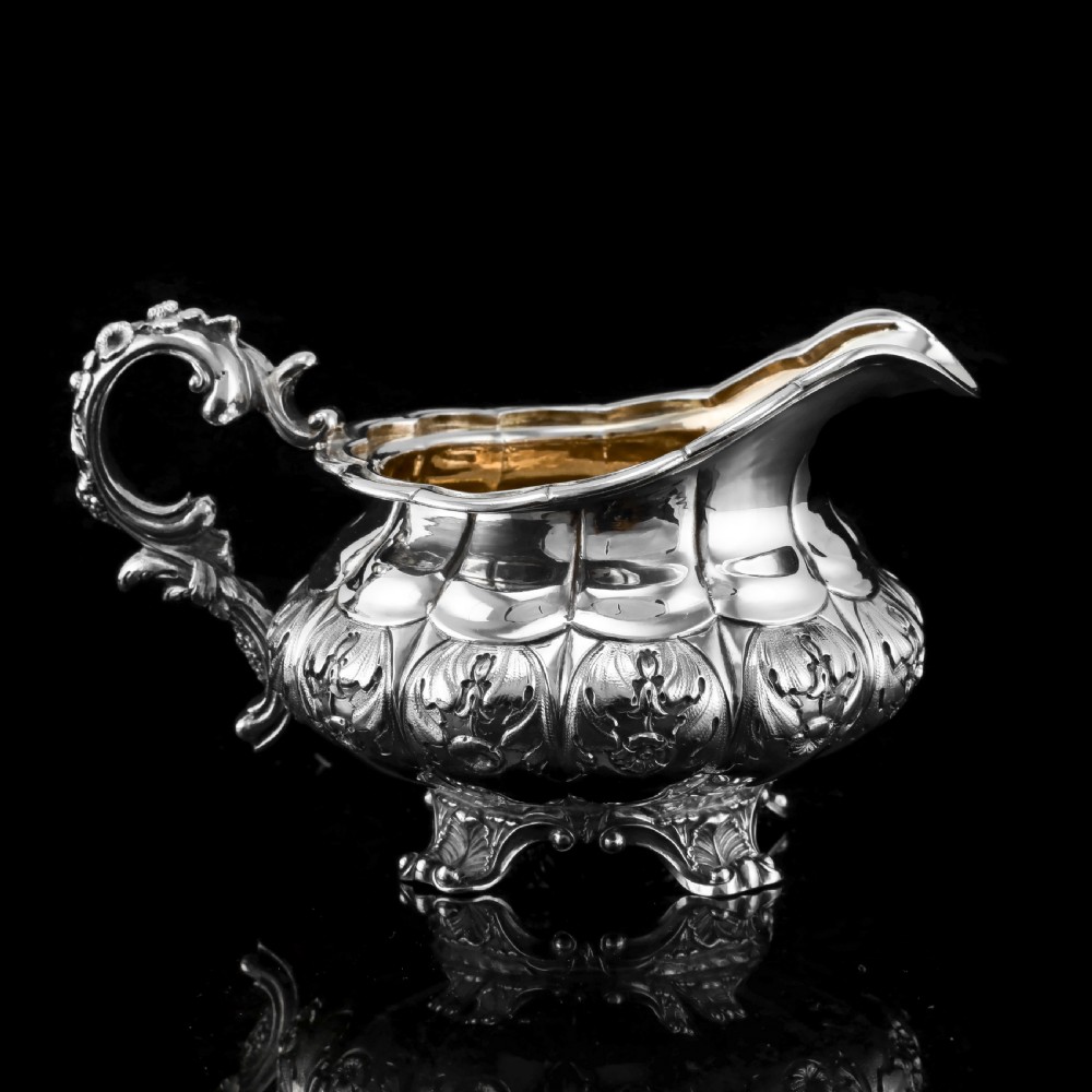 Antique Solid Silver Georgian Tea Set, 'Melon Shaped' with Floral Chasing - Robert Hennell 1826 View XX