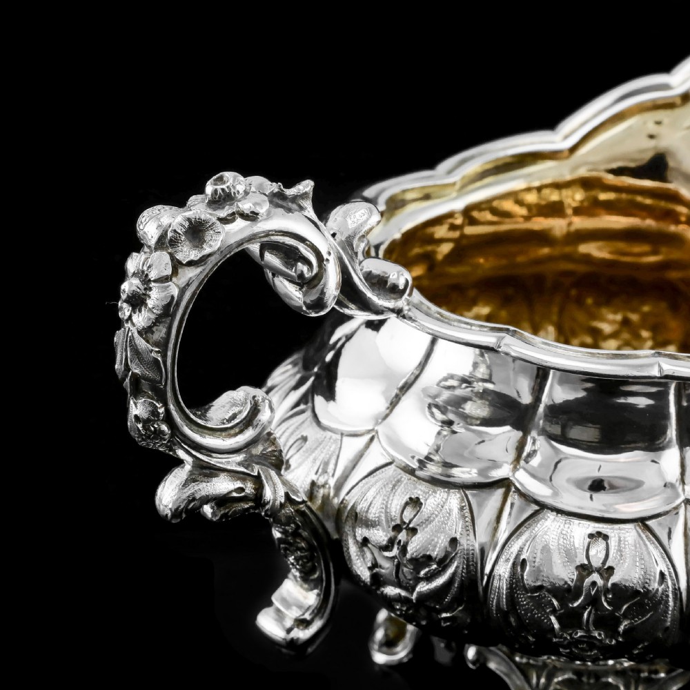 Antique Solid Silver Georgian Tea Set, 'Melon Shaped' with Floral Chasing - Robert Hennell 1826 View XXII