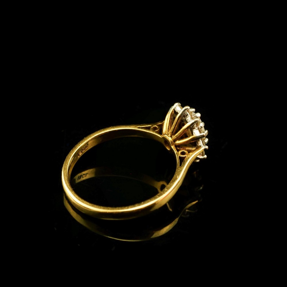 A Stunning Vintage 18K Gold Opal & Diamond Cluster Ring View VIII