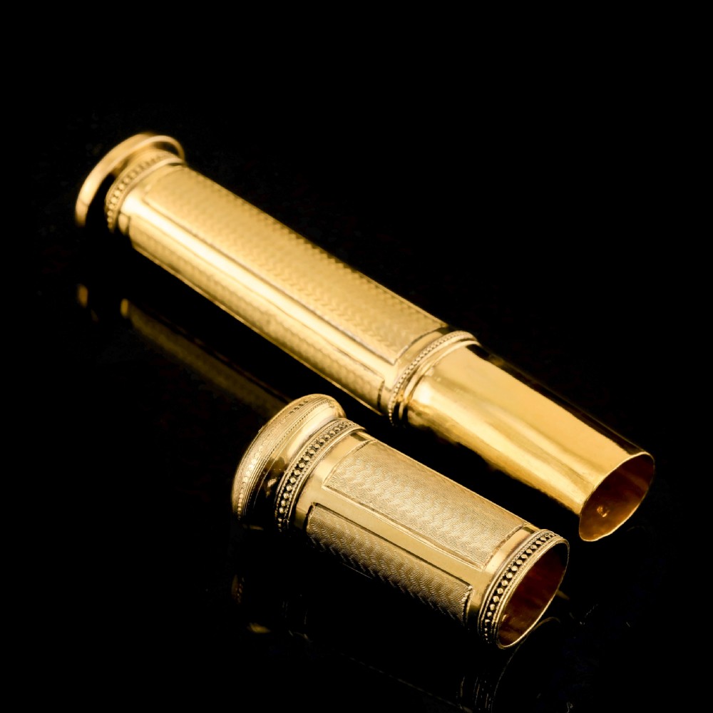 Antique French Solid Silver Gilt Large Etui Case with Engine Turning - 19th Century View VII