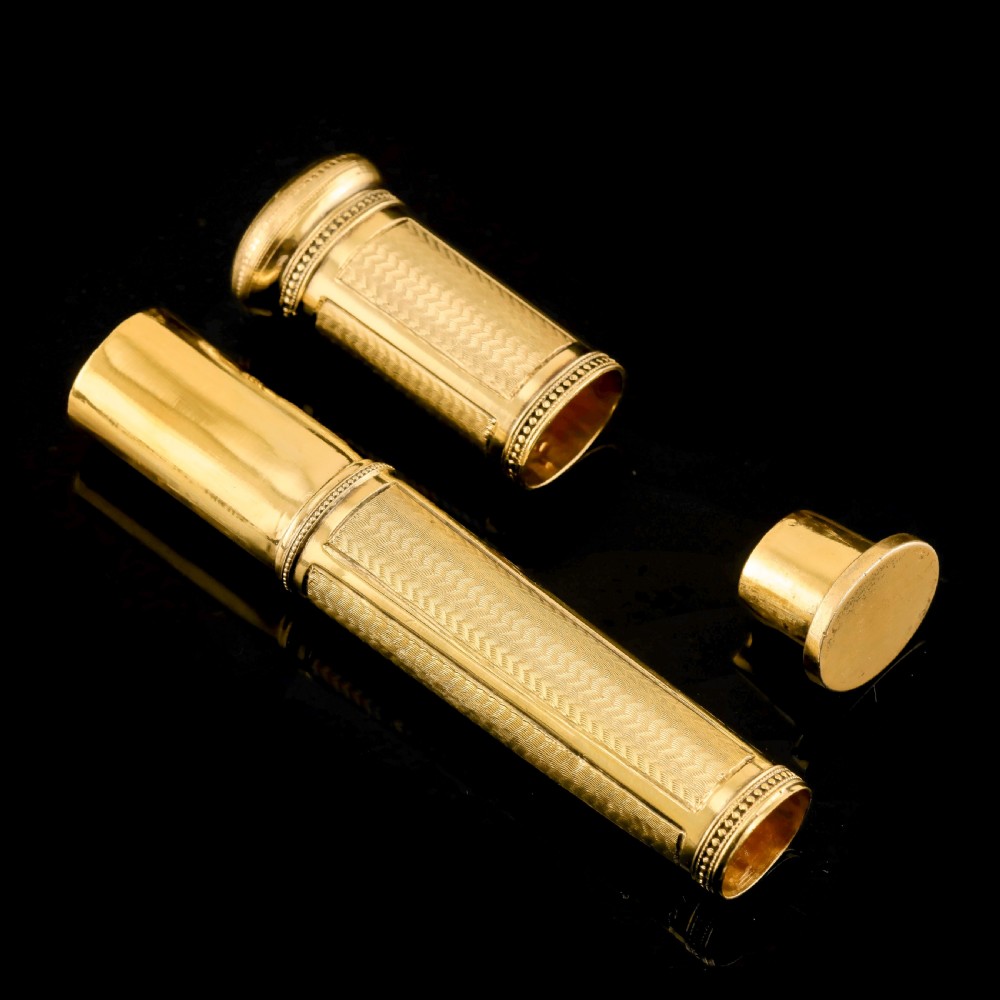 Antique French Solid Silver Gilt Large Etui Case with Engine Turning - 19th Century View IX