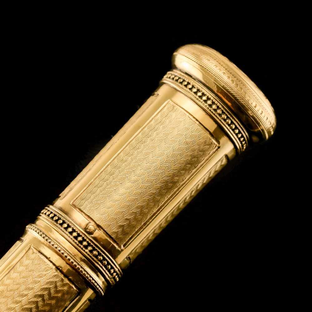 Antique French Solid Silver Gilt Large Etui Case with Engine Turning - 19th Century View XI