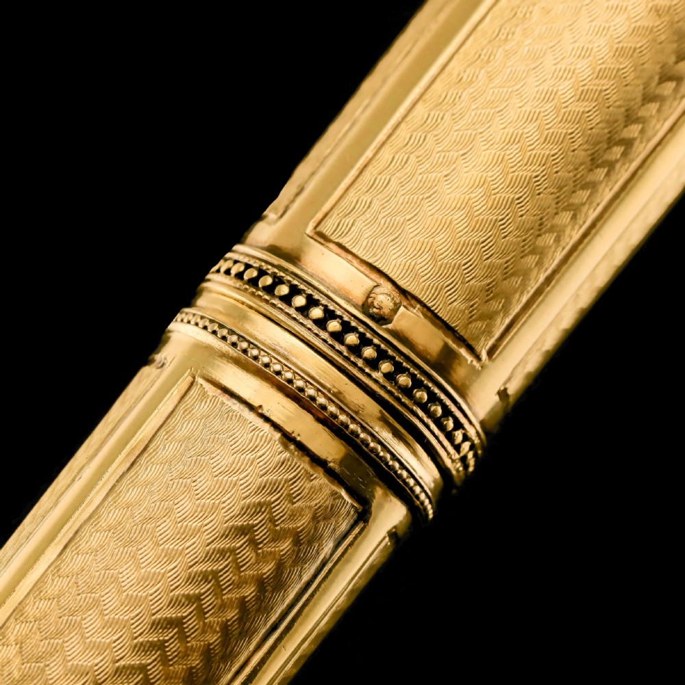 Antique French Solid Silver Gilt Large Etui Case with Engine Turning - 19th Century View XIII