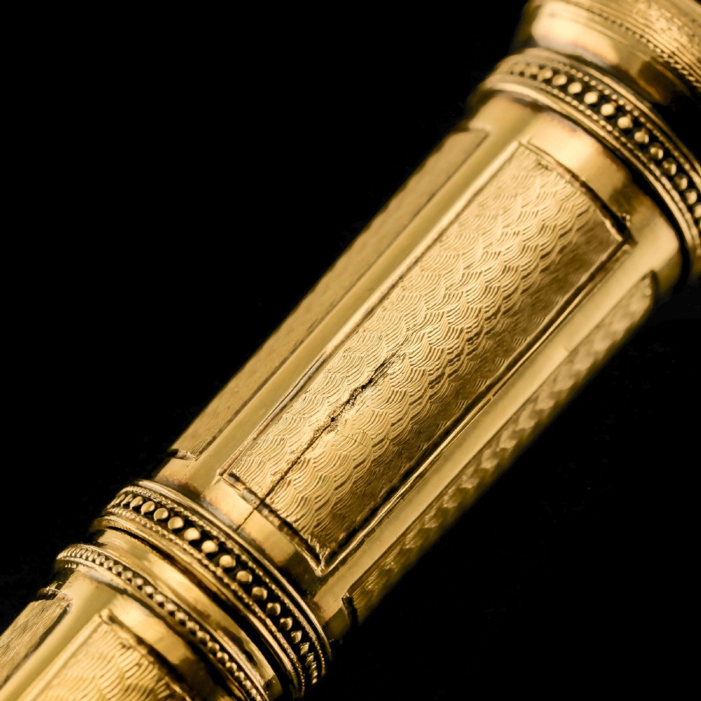 Antique French Solid Silver Gilt Large Etui Case with Engine Turning - 19th Century View XIX