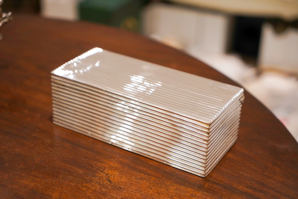 A Very Rare Victorian Solid Silver Large Box with Reeded Lines - L. Spiers 1891 View XIV