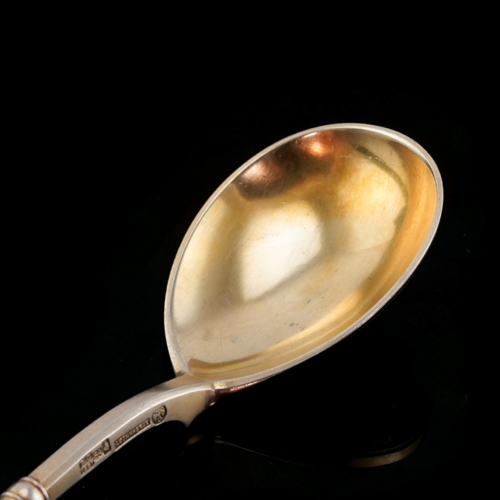 A Large Imperial Russian Solid Silver Enamel Champleve Spoon - Ivan Khlebnikov View X