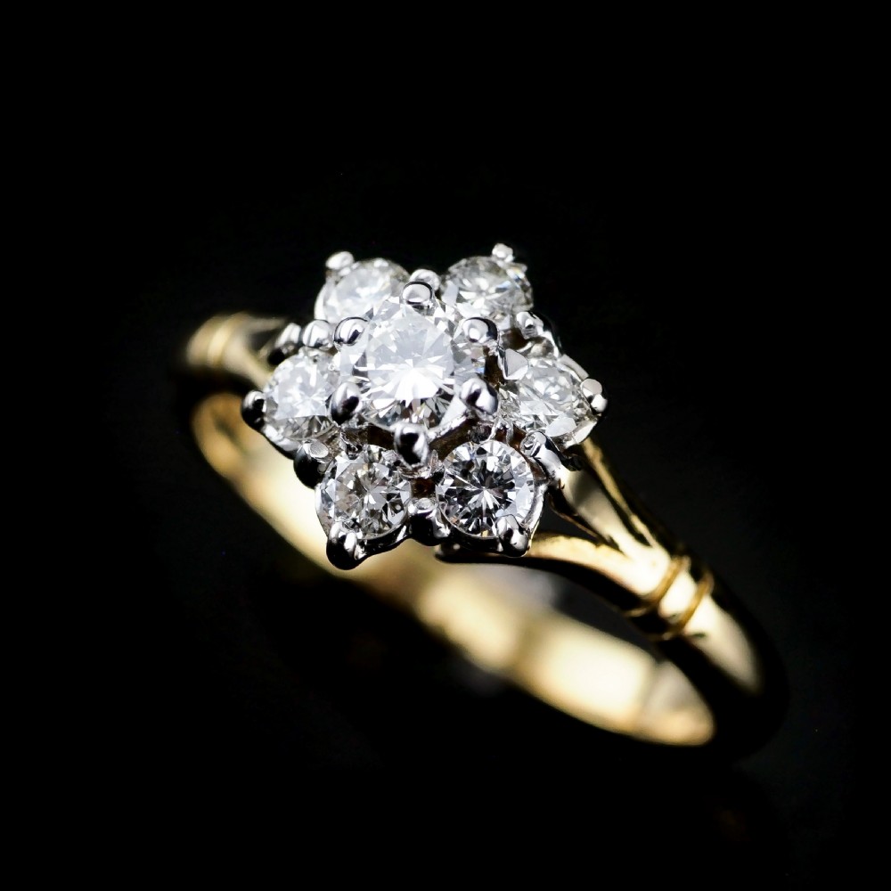 A Brilliant 18K Gold & Diamond Cluster/Flower Ring View VI
