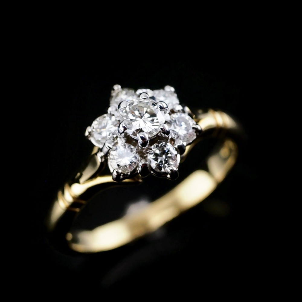 A Brilliant 18K Gold & Diamond Cluster/Flower Ring View VII