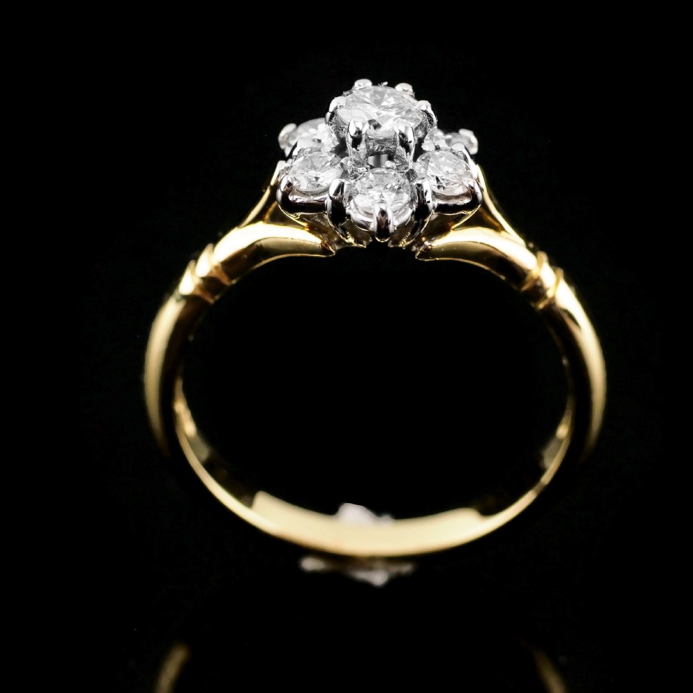 A Brilliant 18K Gold & Diamond Cluster/Flower Ring View VIII