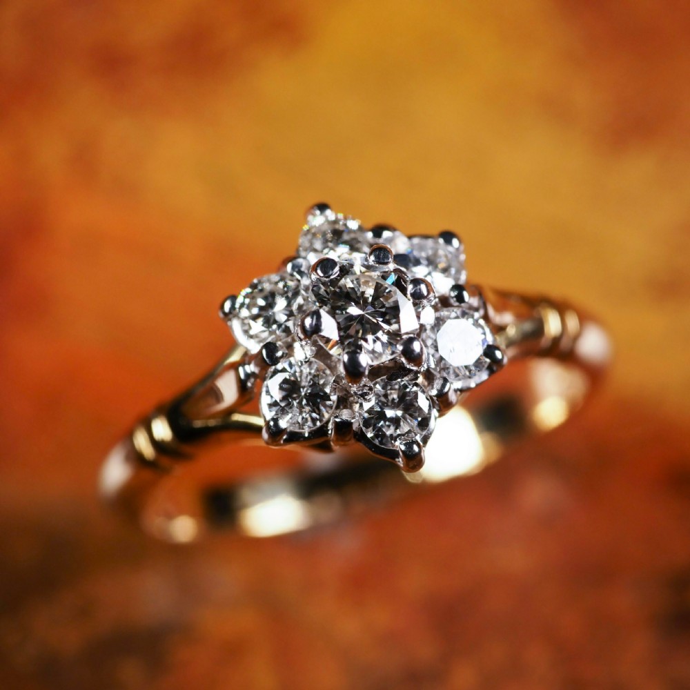A Brilliant 18K Gold & Diamond Cluster/Flower Ring View XVI