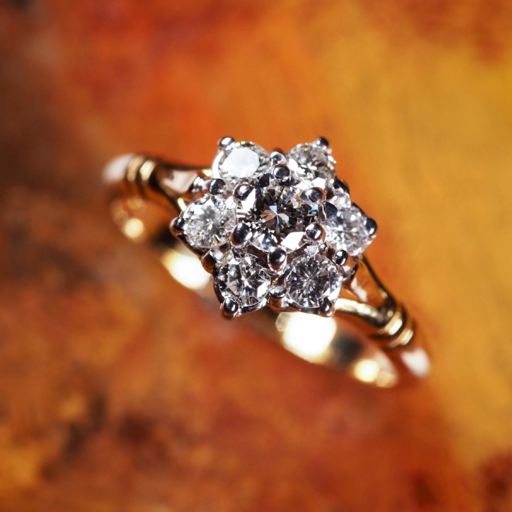 A Brilliant 18K Gold & Diamond Cluster/Flower Ring View XVII