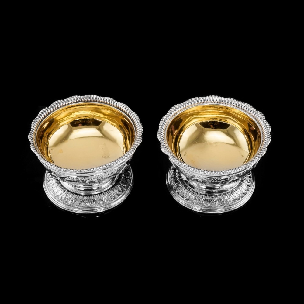 Magnificent Antique Solid Silver Georgian Pedestal Salts - Robert Hennell 1826 View IV