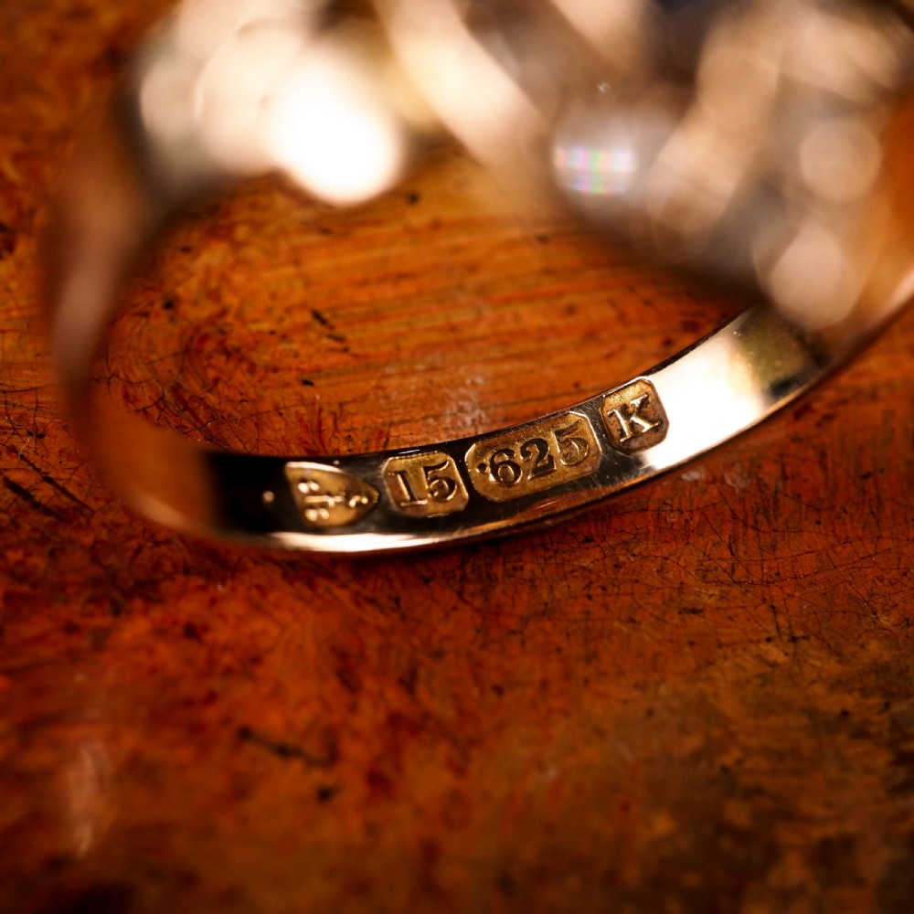 Stylish Antique Victorian 15K Sapphire and Diamond Navette Ring - 1893 View XII