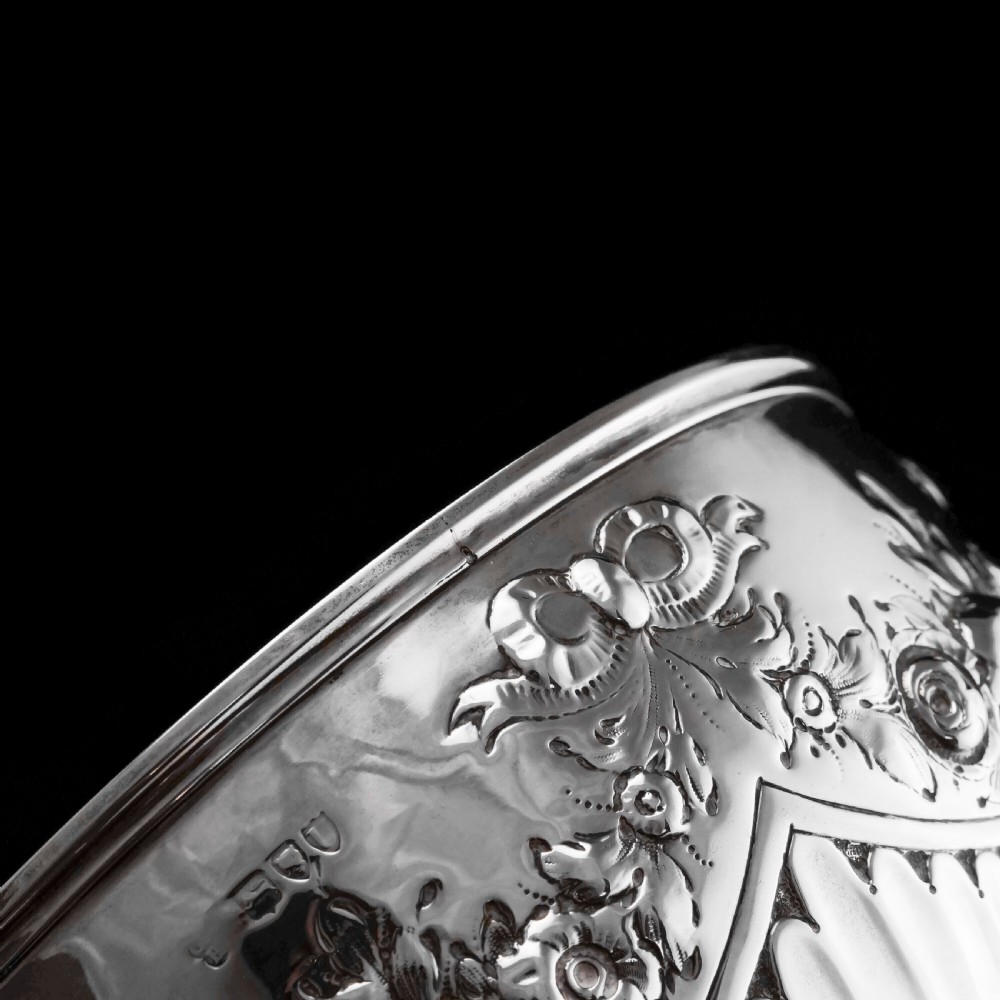 Antique Solid Silver Bowl with Victorian Decorations - Charles Stuart Harris 1895 View VIII