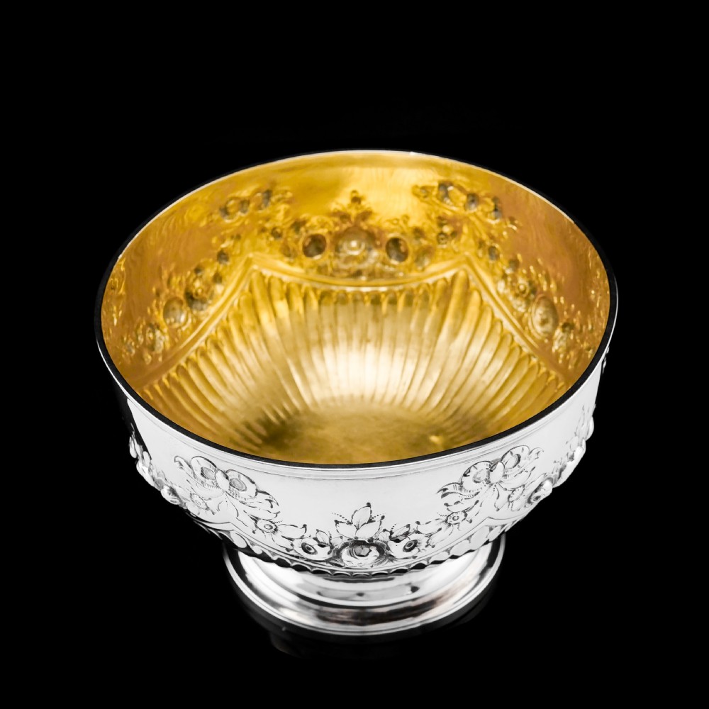 Antique Solid Silver Bowl with Victorian Decorations - Charles Stuart Harris 1895 View X