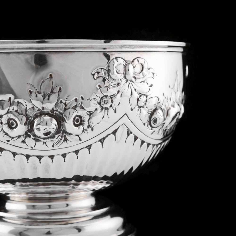 Antique Solid Silver Bowl with Victorian Decorations - Charles Stuart Harris 1895 View XIV