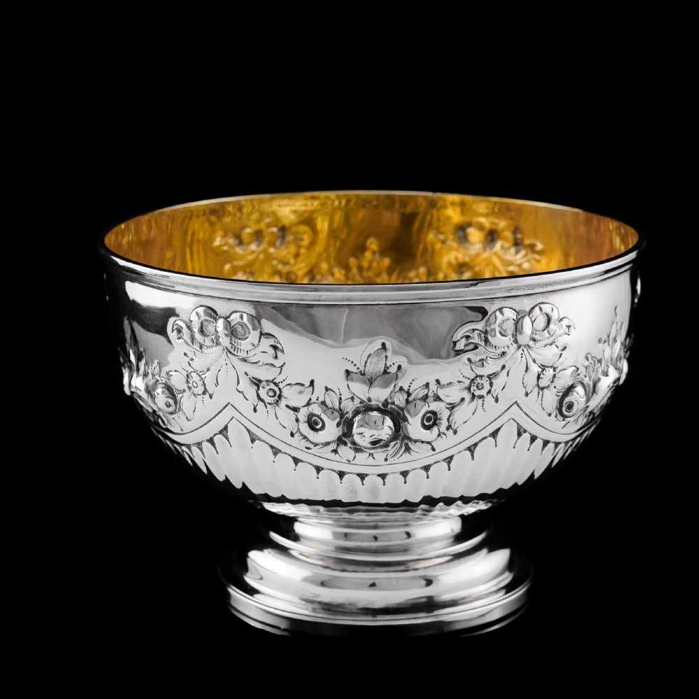 Antique Solid Silver Bowl with Victorian Decorations - Charles Stuart Harris 1895 View XV