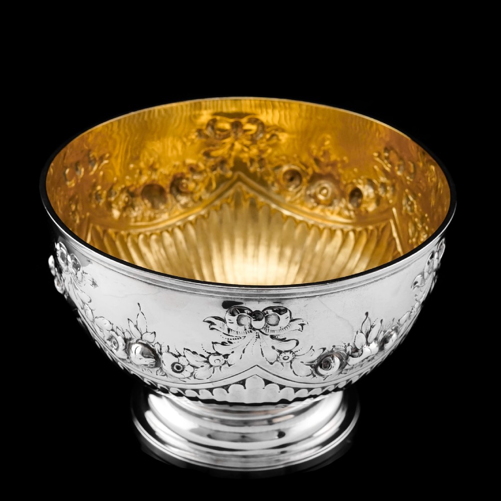 Antique Solid Silver Bowl with Victorian Decorations - Charles Stuart Harris 1895 View XVII