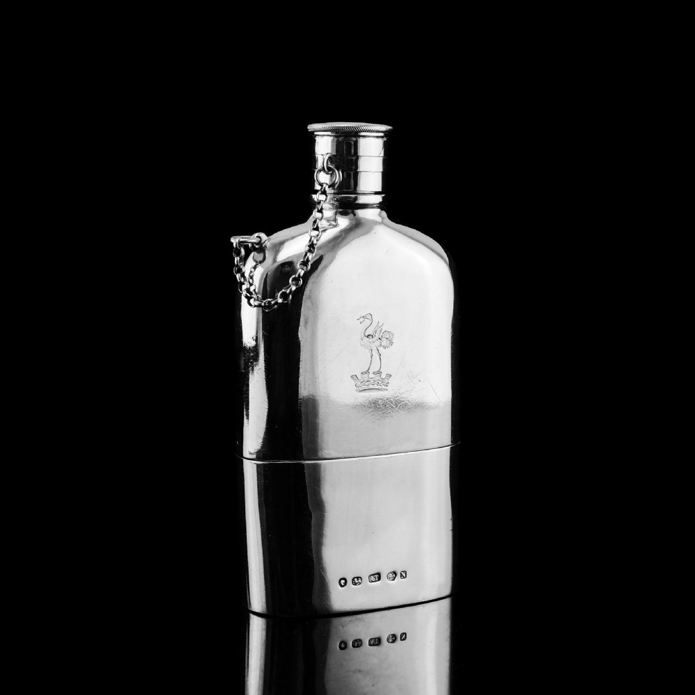 A Rare Victorian Solid Silver Hip Flask with Cup & Chain - Alfred Taylor 1862 View III