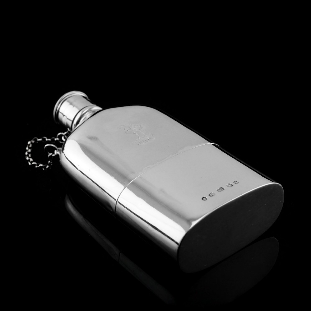 A Rare Victorian Solid Silver Hip Flask with Cup & Chain - Alfred Taylor 1862 View VIII