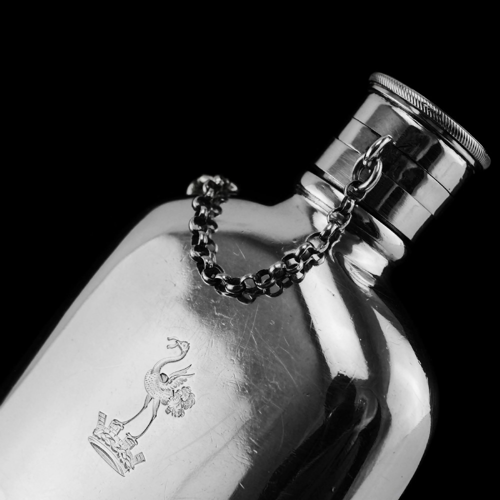A Rare Victorian Solid Silver Hip Flask with Cup & Chain - Alfred Taylor 1862 View X