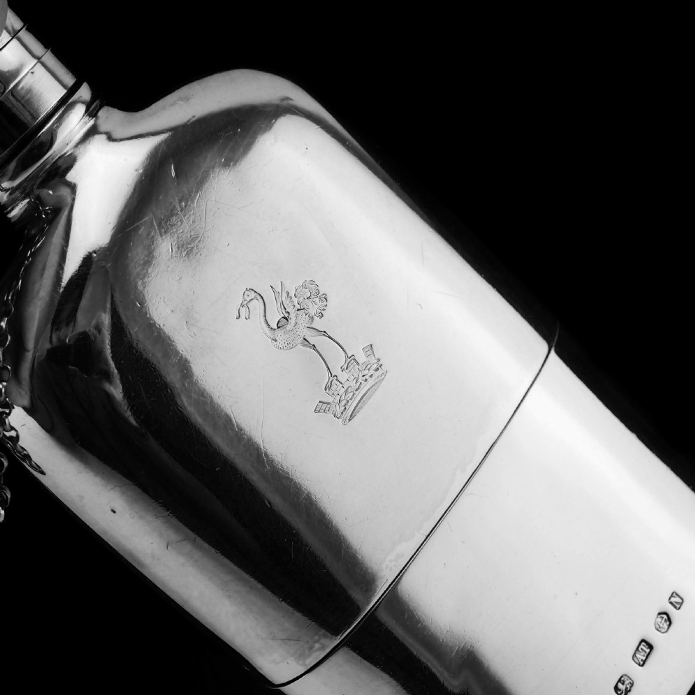 A Rare Victorian Solid Silver Hip Flask with Cup & Chain - Alfred Taylor 1862 View XII