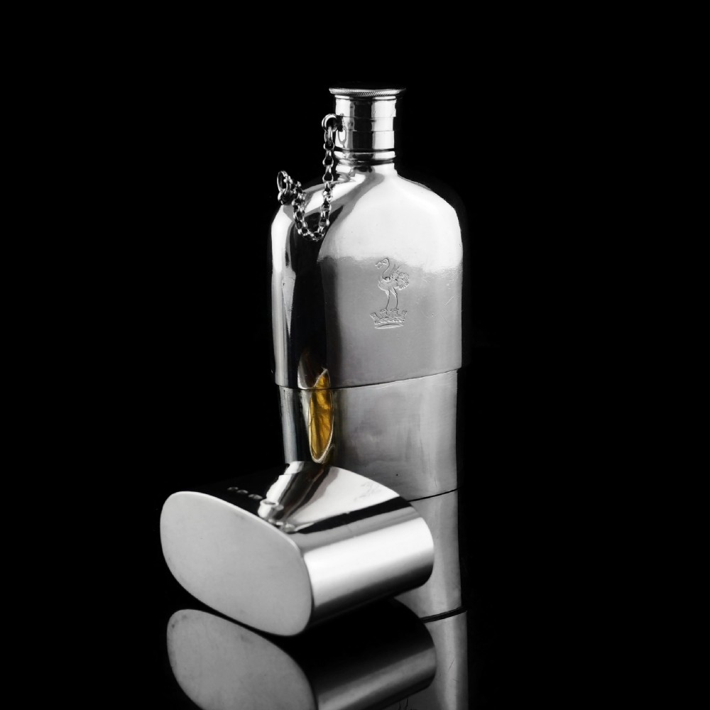 A Rare Victorian Solid Silver Hip Flask with Cup & Chain - Alfred Taylor 1862 View XVIII