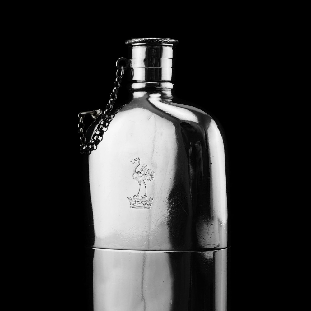 A Rare Victorian Solid Silver Hip Flask with Cup & Chain - Alfred Taylor 1862 View XXII