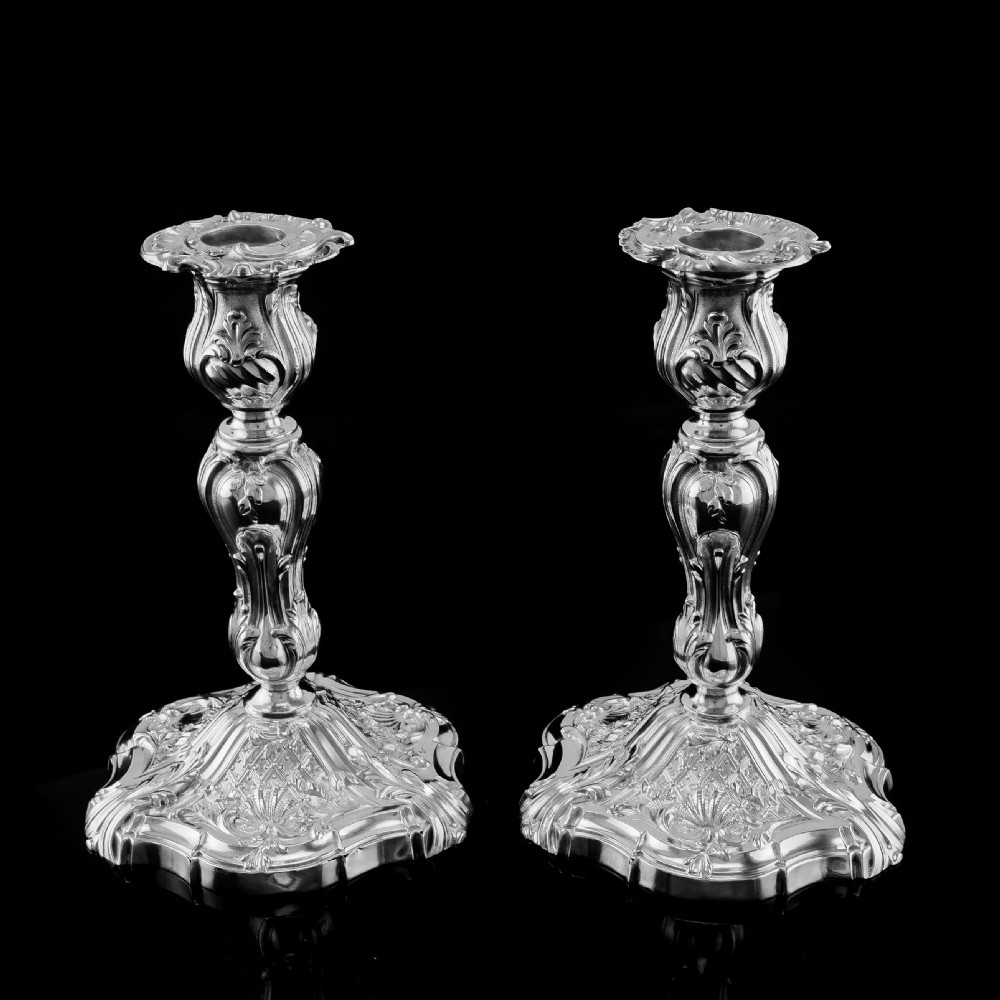 Magnificent Antique Solid Silver Pair of Rococo Candlesticks - 1890 View XIV