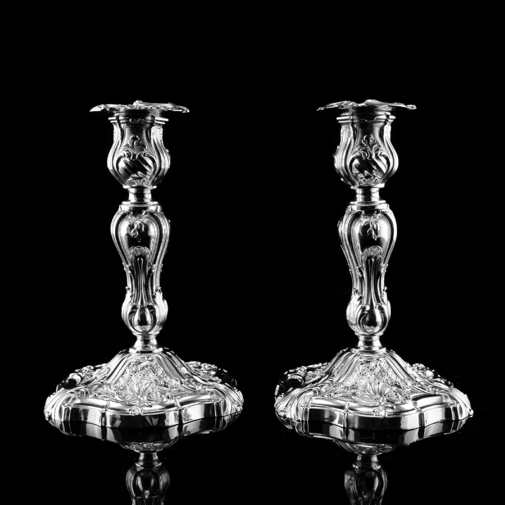 Magnificent Antique Solid Silver Pair of Rococo Candlesticks - 1890 View XV