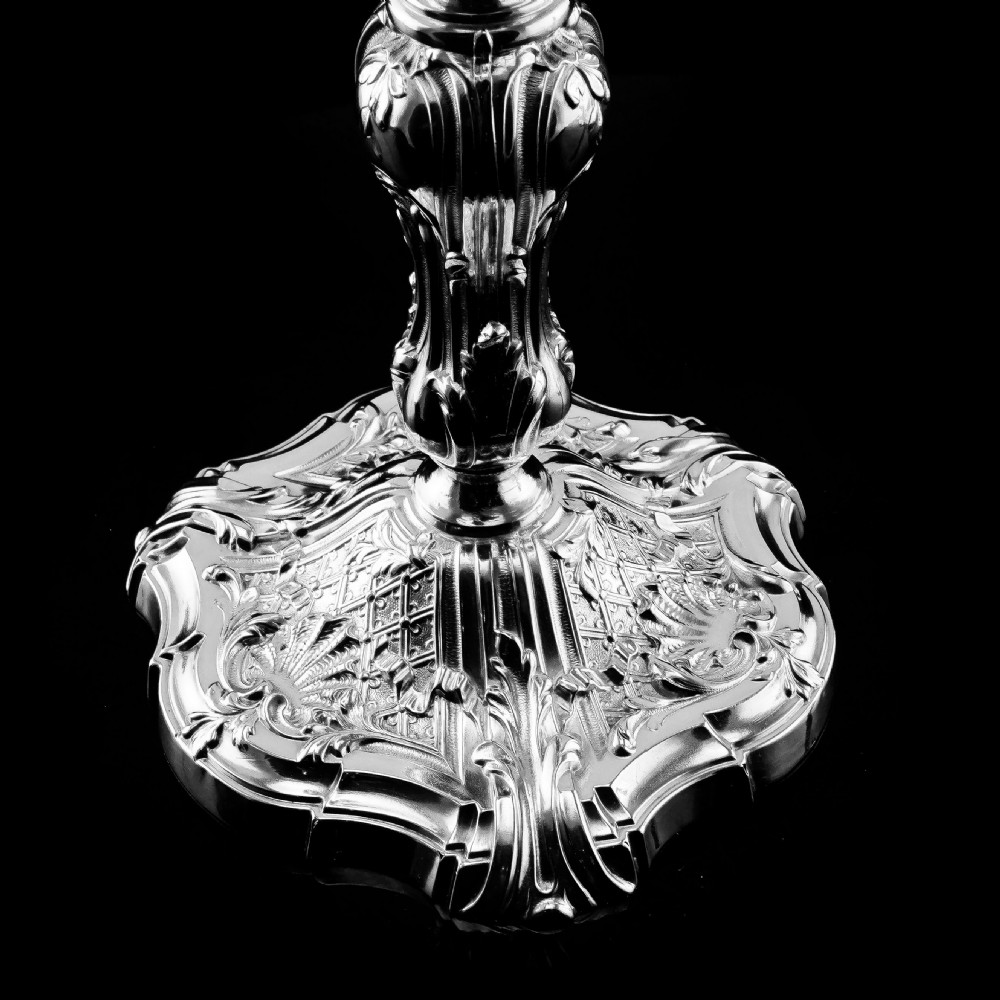 Magnificent Antique Solid Silver Pair of Rococo Candlesticks - 1890 View XVII