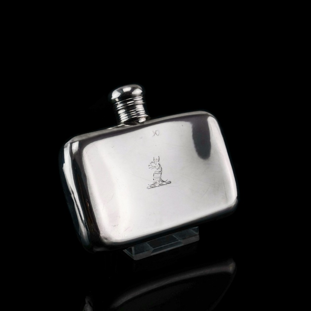 Antique Victorian Solid Silver Curved Hip Flask - London 1864 View III