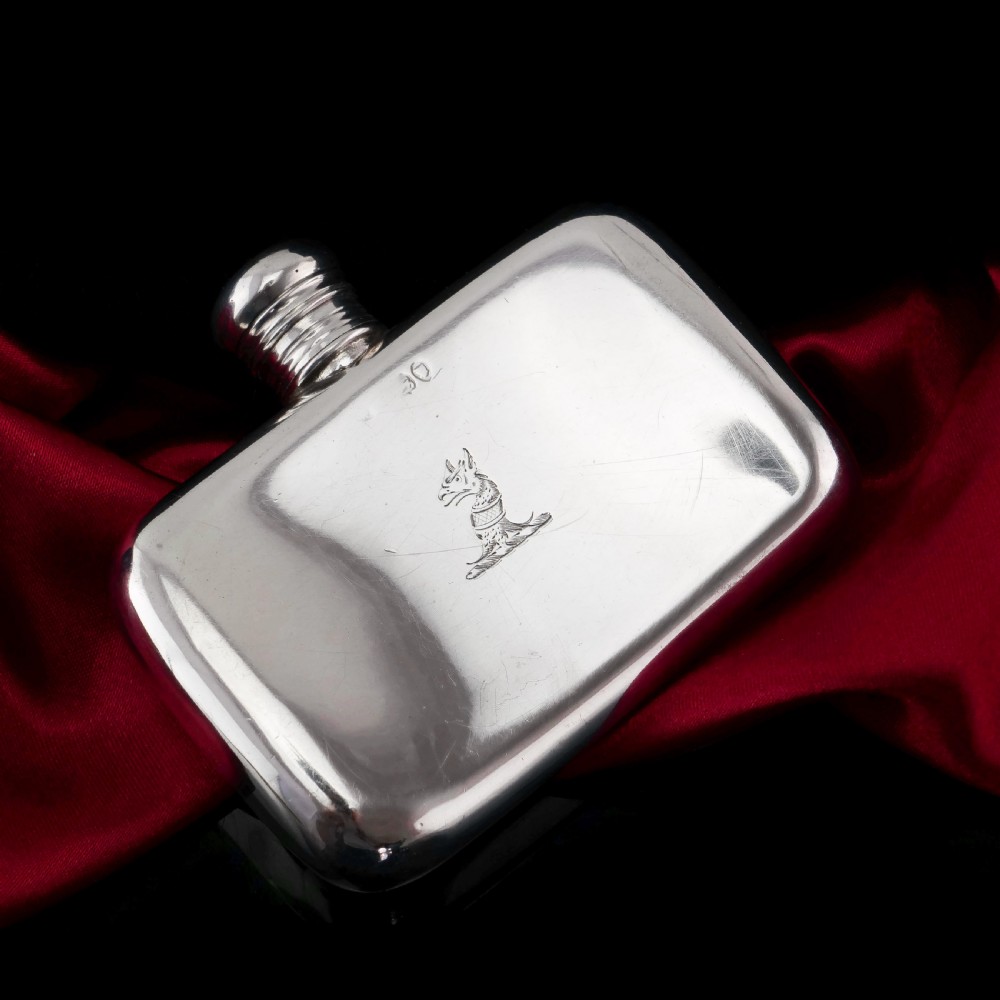Antique Victorian Solid Silver Curved Hip Flask - London 1864 View VI