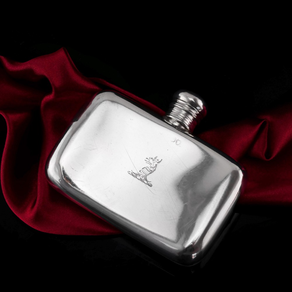 Antique Victorian Solid Silver Curved Hip Flask - London 1864 View VII