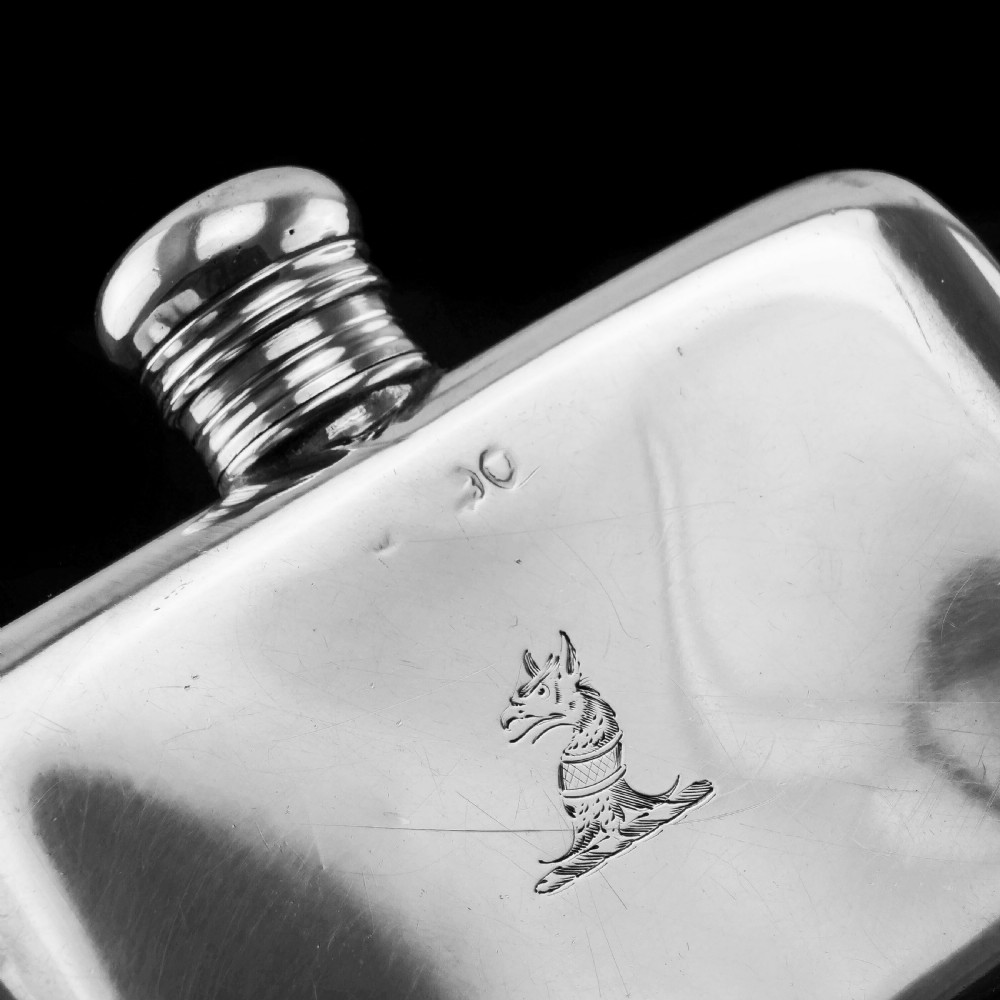 Antique Victorian Solid Silver Curved Hip Flask - London 1864 View VIII
