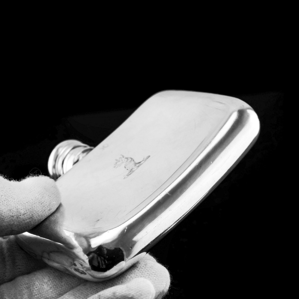 Antique Victorian Solid Silver Curved Hip Flask - London 1864 View IX
