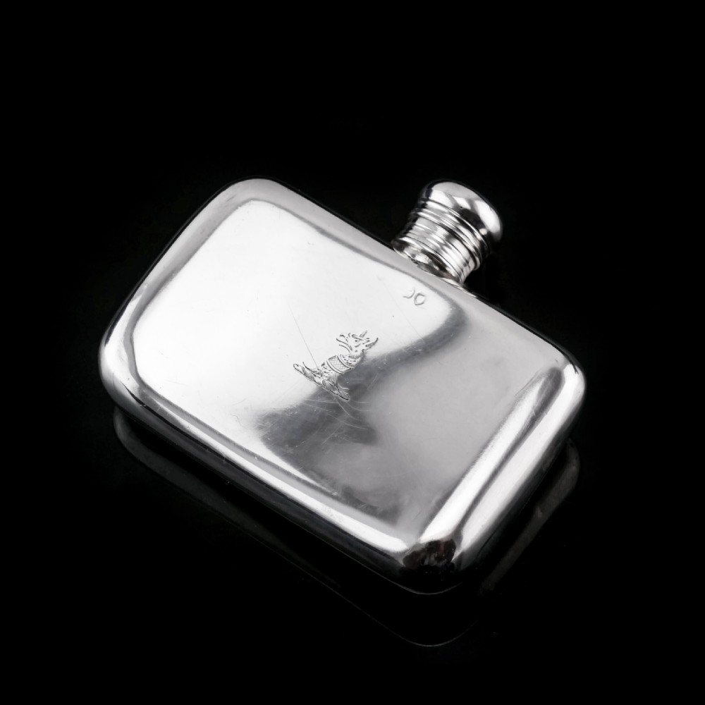 Antique Victorian Solid Silver Curved Hip Flask - London 1864 View XV